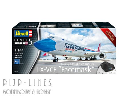 Revell 03836 Boeing 747-8F CARGOLUX LX-VCF Facemask