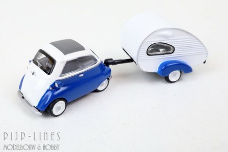Schuco 26813 BMW Isetta met caravan