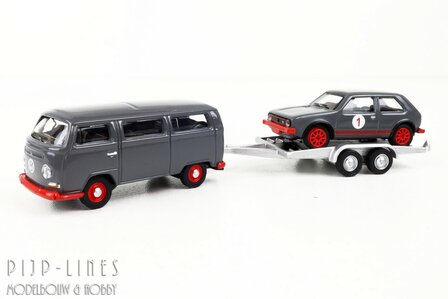 Schuco 87U00067 VW T2 met aanhanger en VW Golf GTI