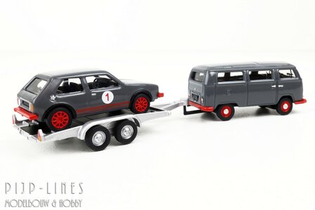 Schuco 87U00067 VW T2 met aanhanger en VW Golf GTI