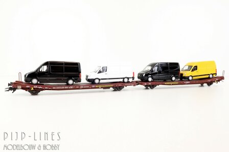 TRIX 24428 Transwaggon platte wagen Type Laads beladen met VW Crafters