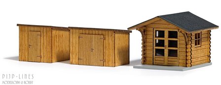Busch 1529 Tuinhuis &amp; 2 houten schuren