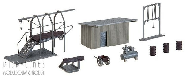 Faller 120139 Compressorhuis, met vlampijp­reiniger, rakelijzerstellage1:87