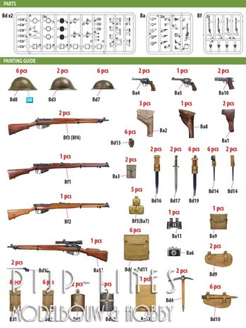 Miniart 35368 Britse Infanterie wapens en uitrusting