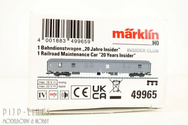 Marklin 49965 Dienstwagen voor 20 jaar Insider-lidmaatschap