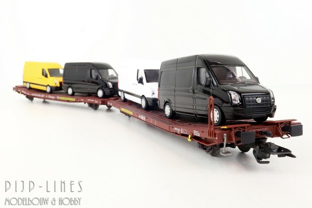 TRIX 24428 Transwaggon platte wagen Type Laads beladen met VW Crafters