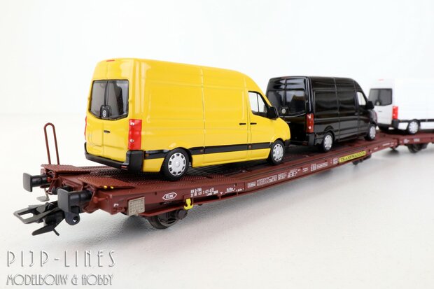 TRIX 24428 Transwaggon platte wagen Type Laads beladen met VW Crafters
