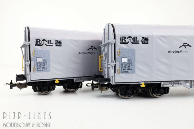 Piko 28344 NL ATIR Rail huifwagen set voor staaltransport Type Shimmns