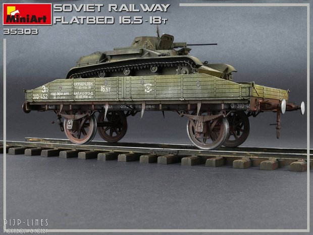 Miniart 35303 Spoorweg Soviet platte wagen 16,5-18t modelbouw