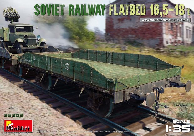 Miniart 35303 Spoorweg Soviet platte wagen 16,5-18t modelbouw