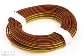Draad Bruin/Geel 5 meter 2 polig 0,14qmm