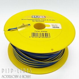 Draad 3-polig Blauw/Blauw/Geel 25 meter 0,14 qmm