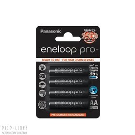 Eneloop-pro batterijen AA. 2500mAh. 4 stuks.