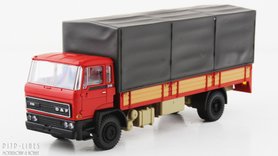 DAF kantelcabine open bak met huif rood. Anno 1982